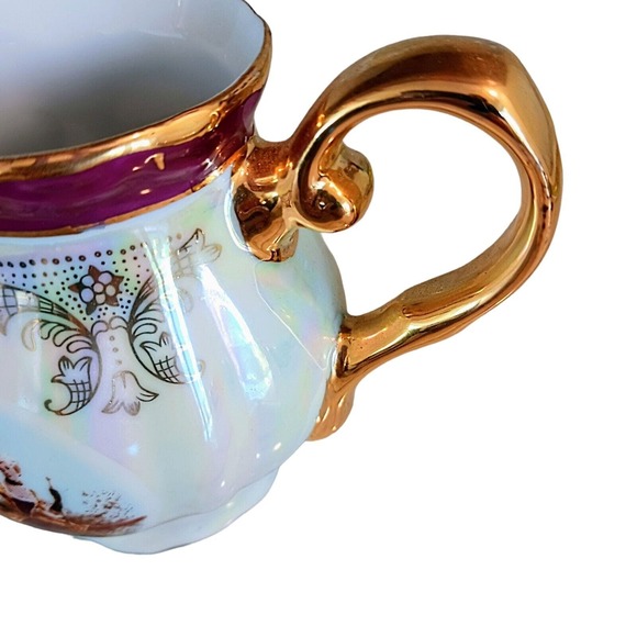 GNA Fine Porcelain CREAMER 24k Hand Painted Victorian Romantic Iridescent Vintag - Picture 6 of 13
